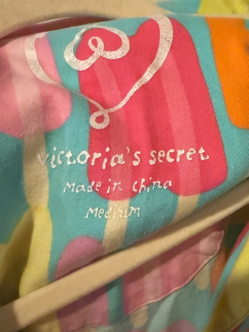 Y2K Popsicle Print 100% Cotton Pajama Set Multicolor Novelty Victoria’s Secret M - Picture 4 of 5